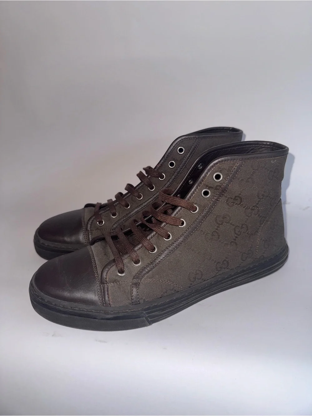 Gucci Brown GG Monogram Canvas Men’s High Top Sneaker Size 7.5